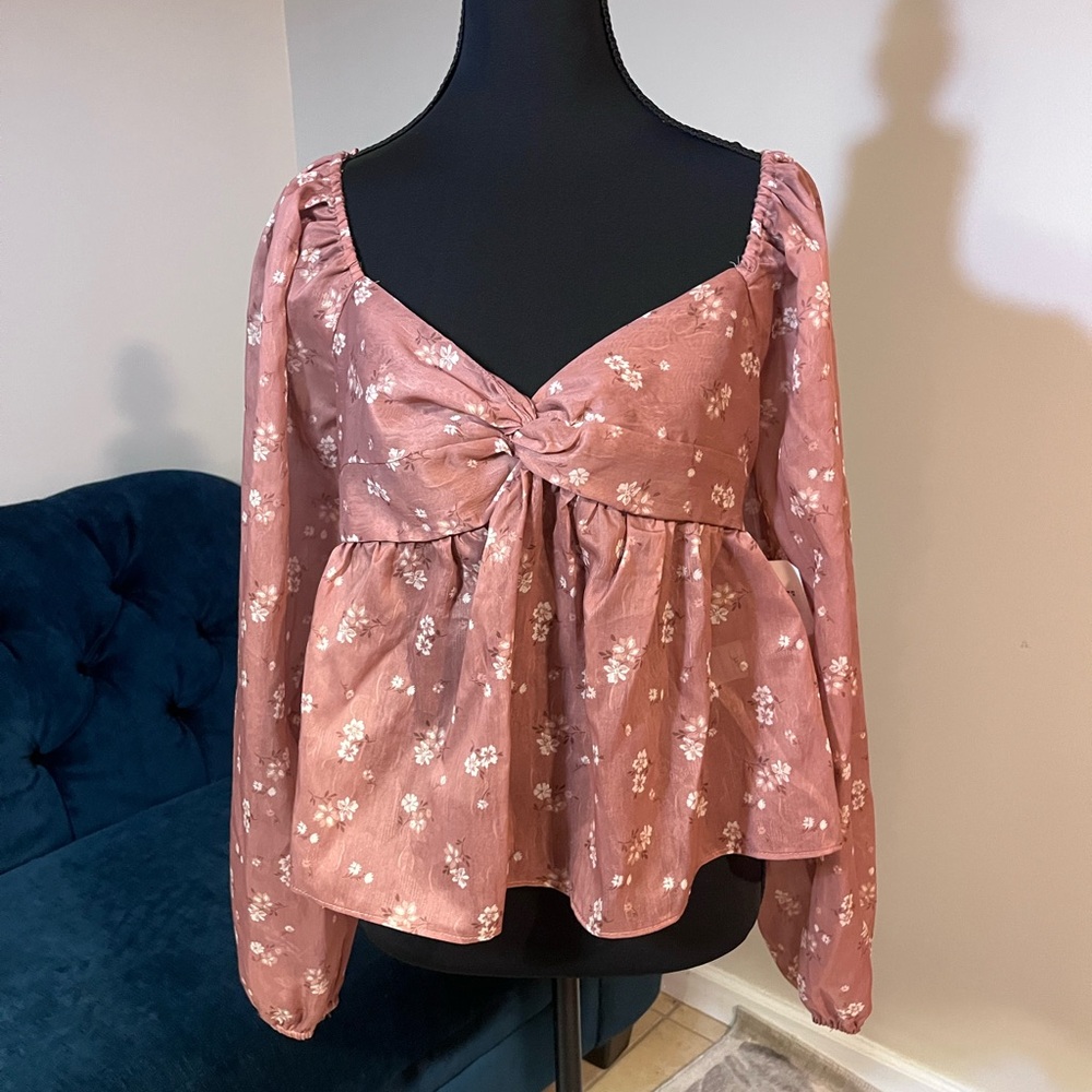 NWT Altar'd State Dusty Rose Floral Blouse